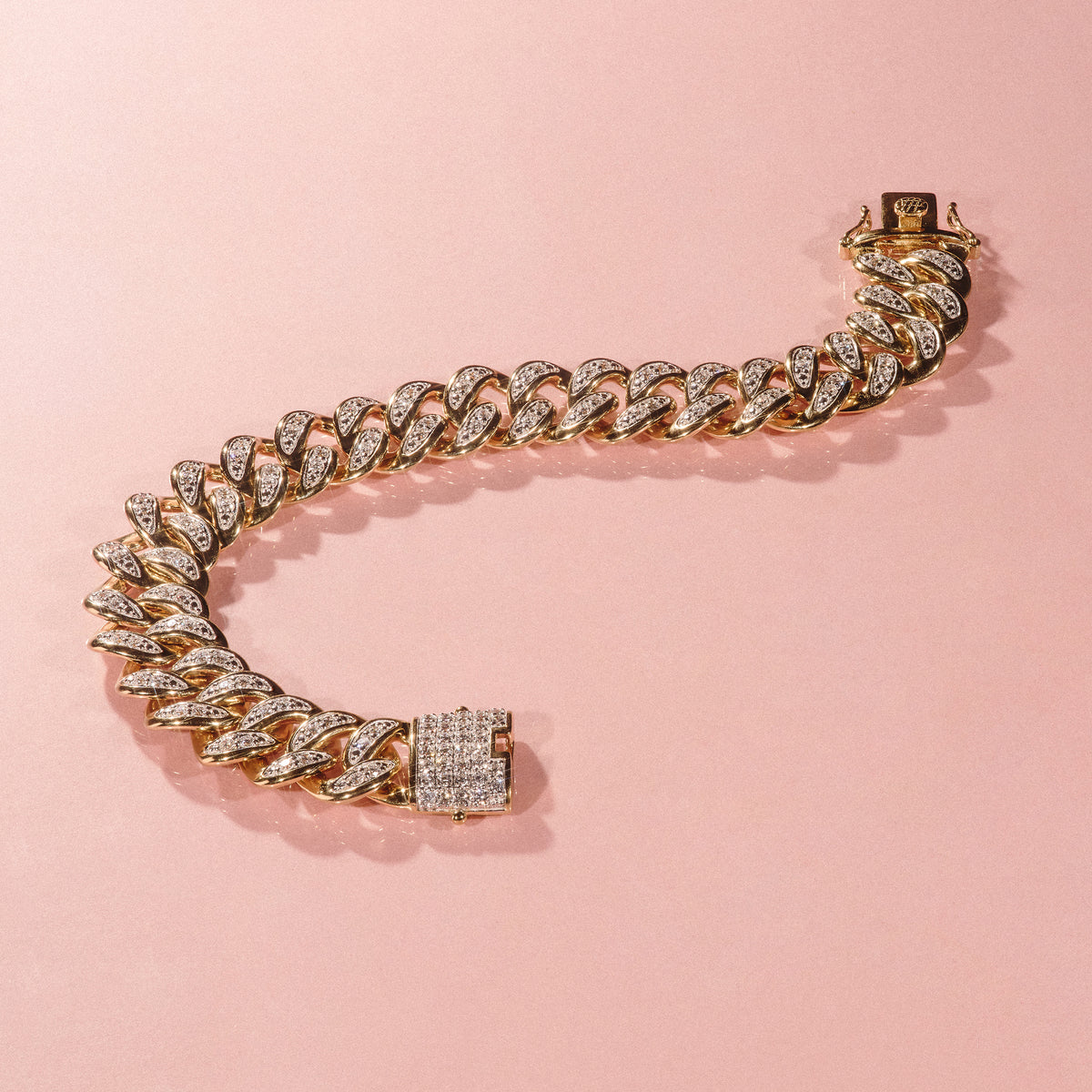 8.25 Inch Havana Cuban Men Lab Diamond Bracelet 3.50ct Cuban Lab Diamond Set in 18K Gold Vermeil