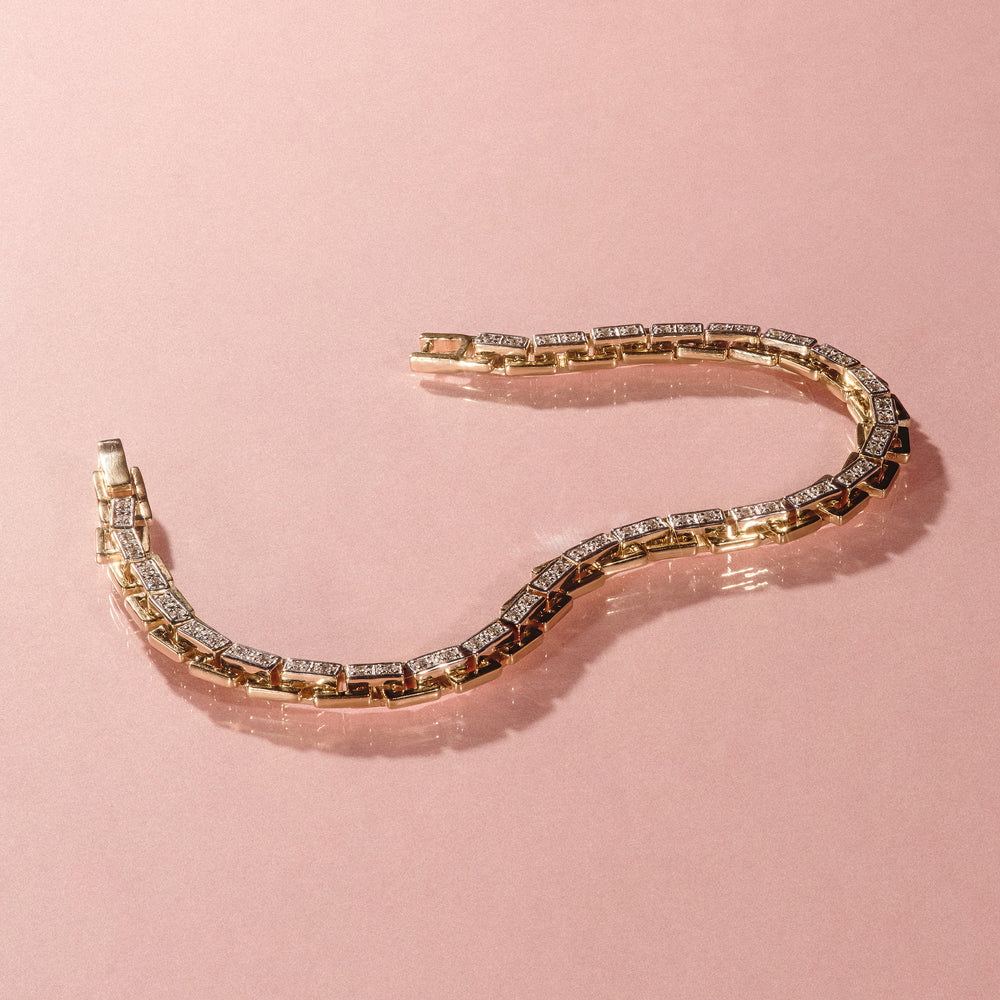 8 Inch Havana Lab Men Diamond Box Set Bracelet 0.85ct in 18K Gold Vermeil