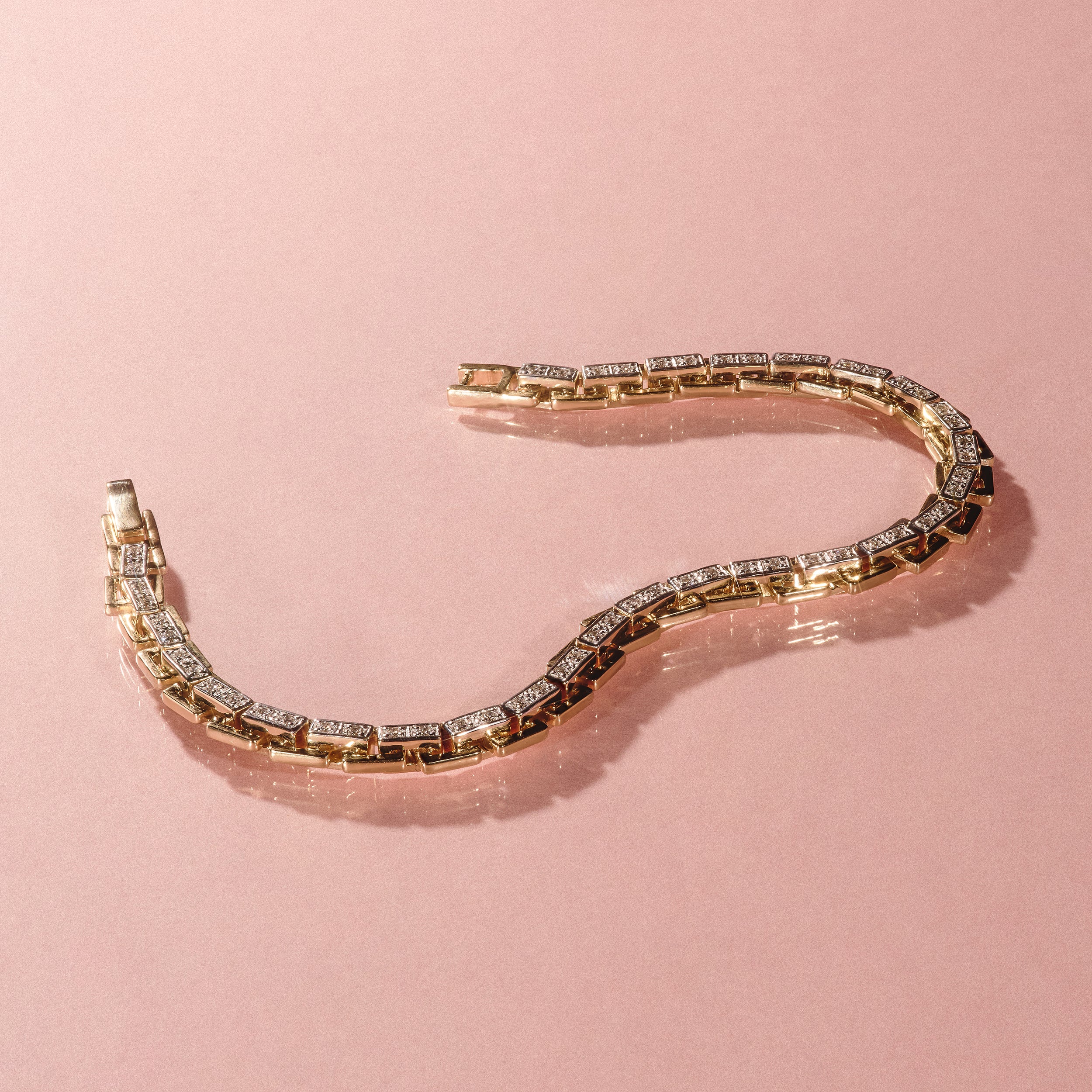 8 Inch Havana Lab Men Diamond Box Set Bracelet 0.85ct in 18K Gold Vermeil