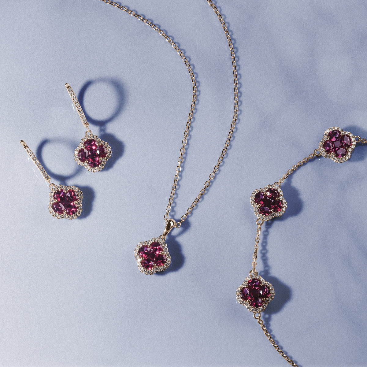 Alegria 3 Clover Lab Ruby Bracelet 2.70ct in 18k Gold Vermeil