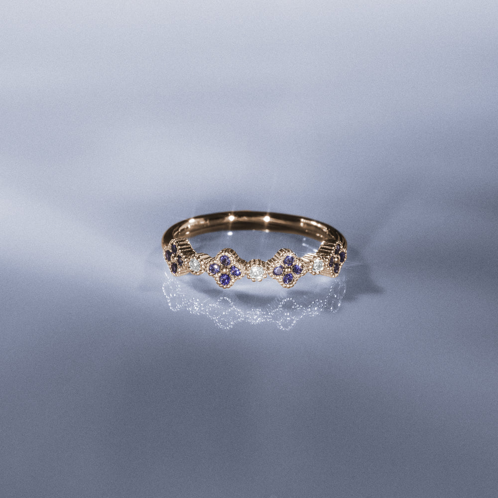 Alegria 4 Clover Lab Sapphire Ring 0.25ct in 18k Gold Vermeil