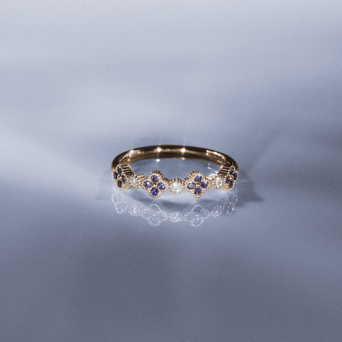 Alegria 4 Clover Lab Sapphire Ring 0.25ct in 18k Gold Vermeil