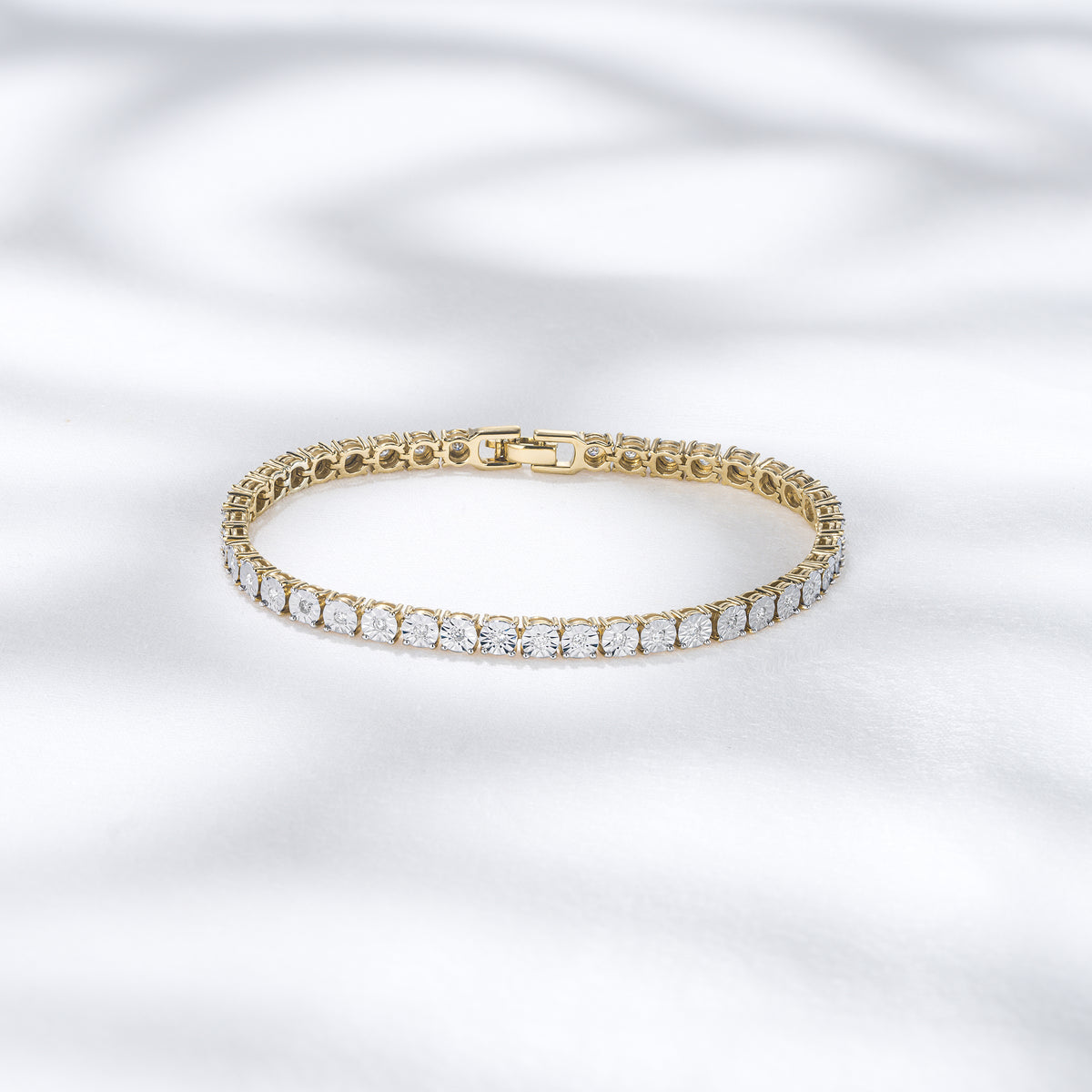 Mens Lab Diamond 1.00ct Tennis Bracelet in 18K Gold Vermeil
