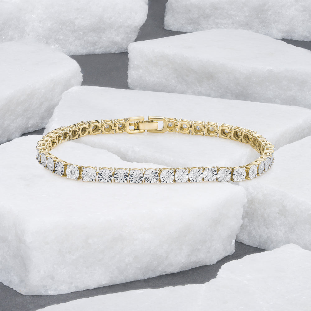 Brilliance 18K Gold Vermeil Lab Diamond Set 0.57ct Tennis Bracelet