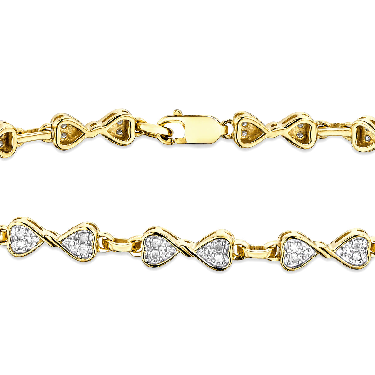 0.25ct Diamond Heart Bracelet Set In 18K Gold Vermeil