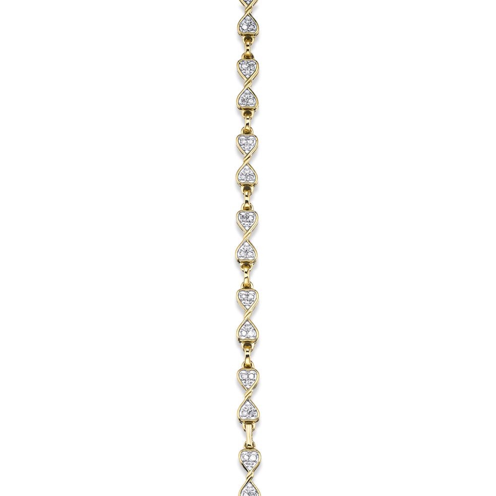 0.25ct Diamond Heart Bracelet Set In 18K Gold Vermeil