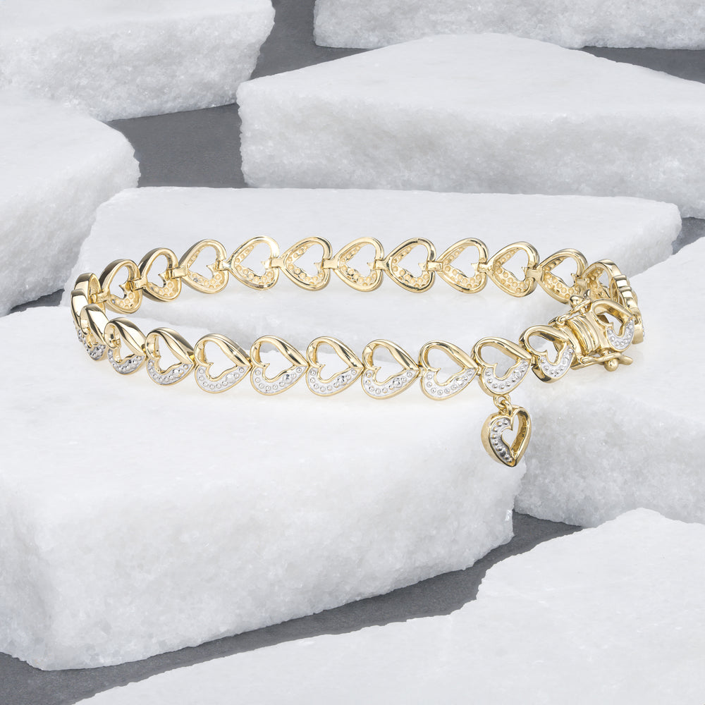 Diamond 18K Gold Vermeil Heart Bracelet