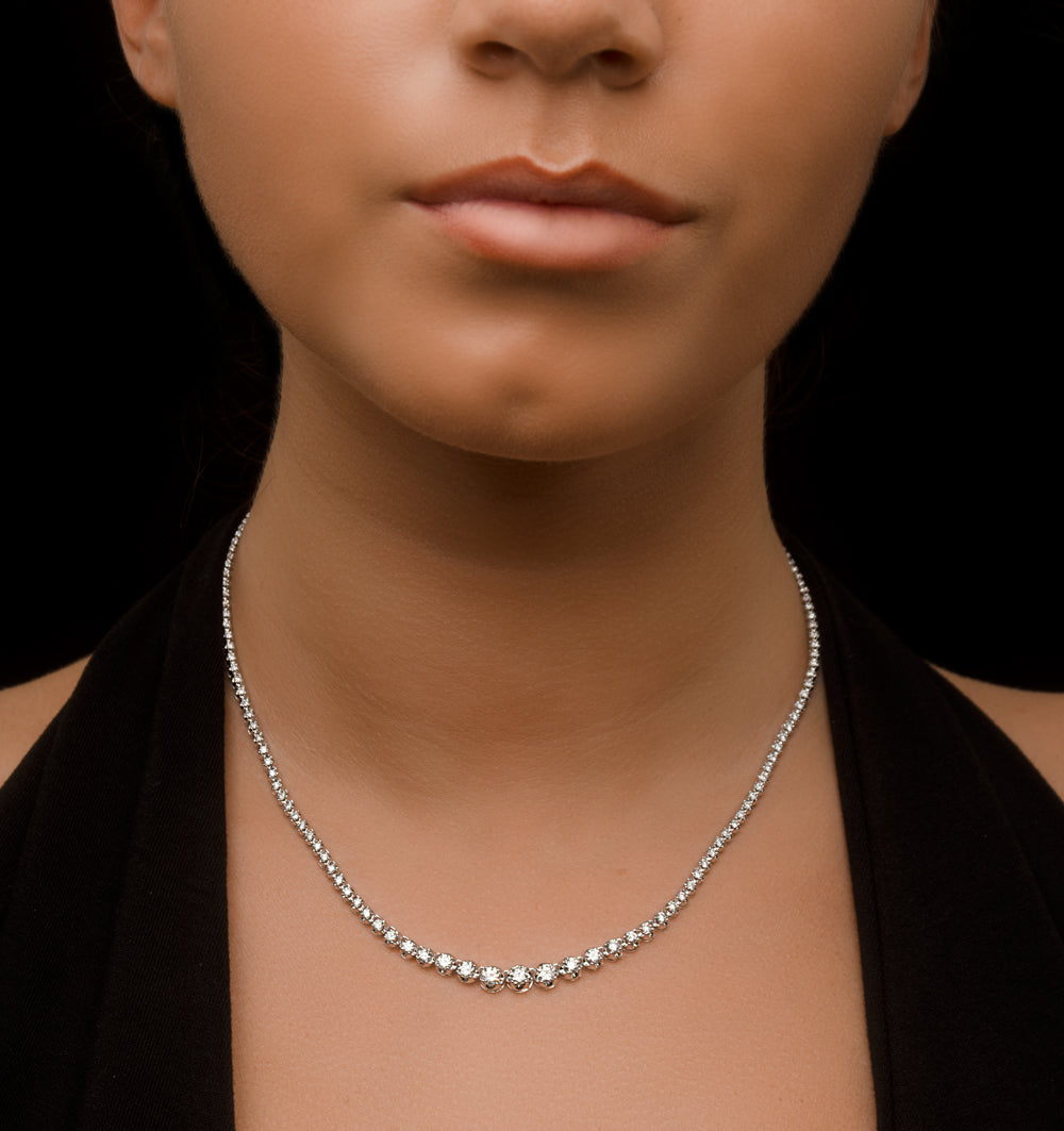 Lab Diamond Tennis Necklace 5ct H/Si Quality in 9K White Gold