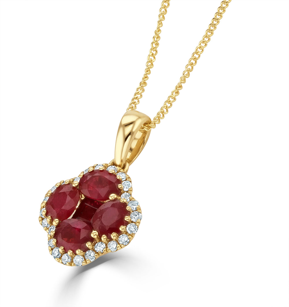 Ruby 1.34ct and Diamond 18K Yellow Gold Alegria Necklace