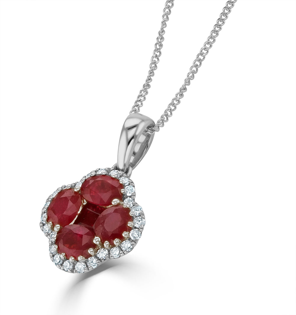 Ruby 1.34ct and Diamond 18K White Gold Alegria Necklace