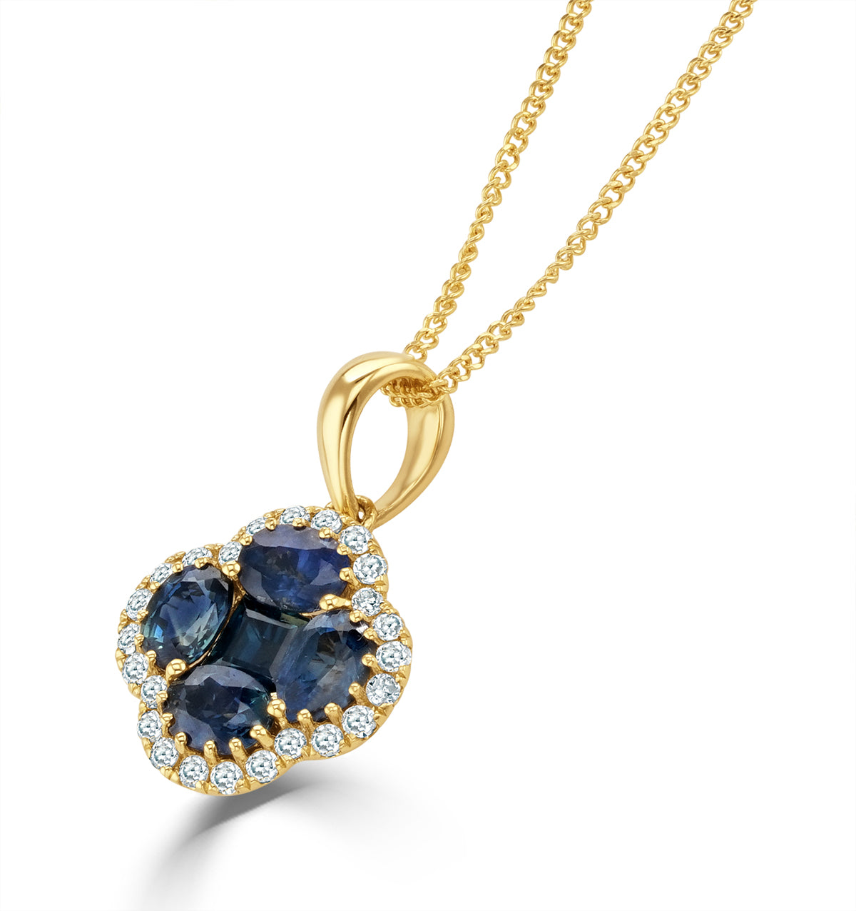 Alegria 1.08ct Sapphire and Lab Diamond Pendant Necklace in 9K Yellow Gold