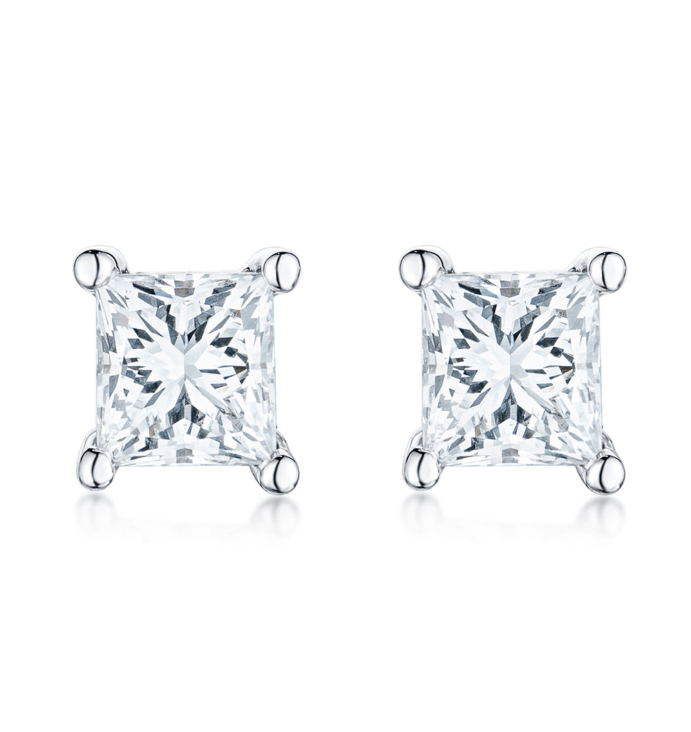 Princess Cut Lab Diamond Stud Earrings 0.50ct in 9K White Gold