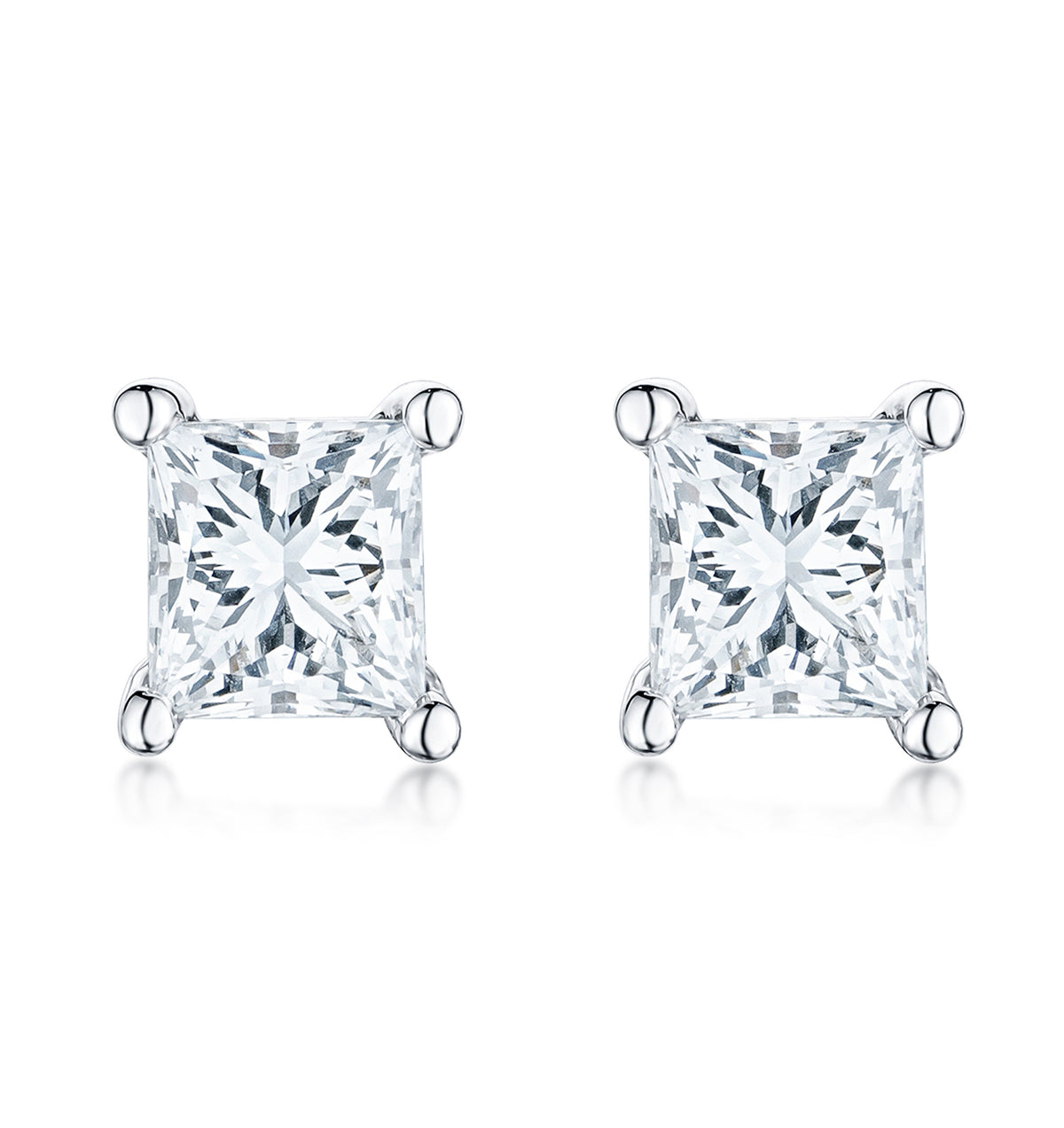 Princess Cut Lab Diamond Stud Earrings 0.50ct in 9K White Gold