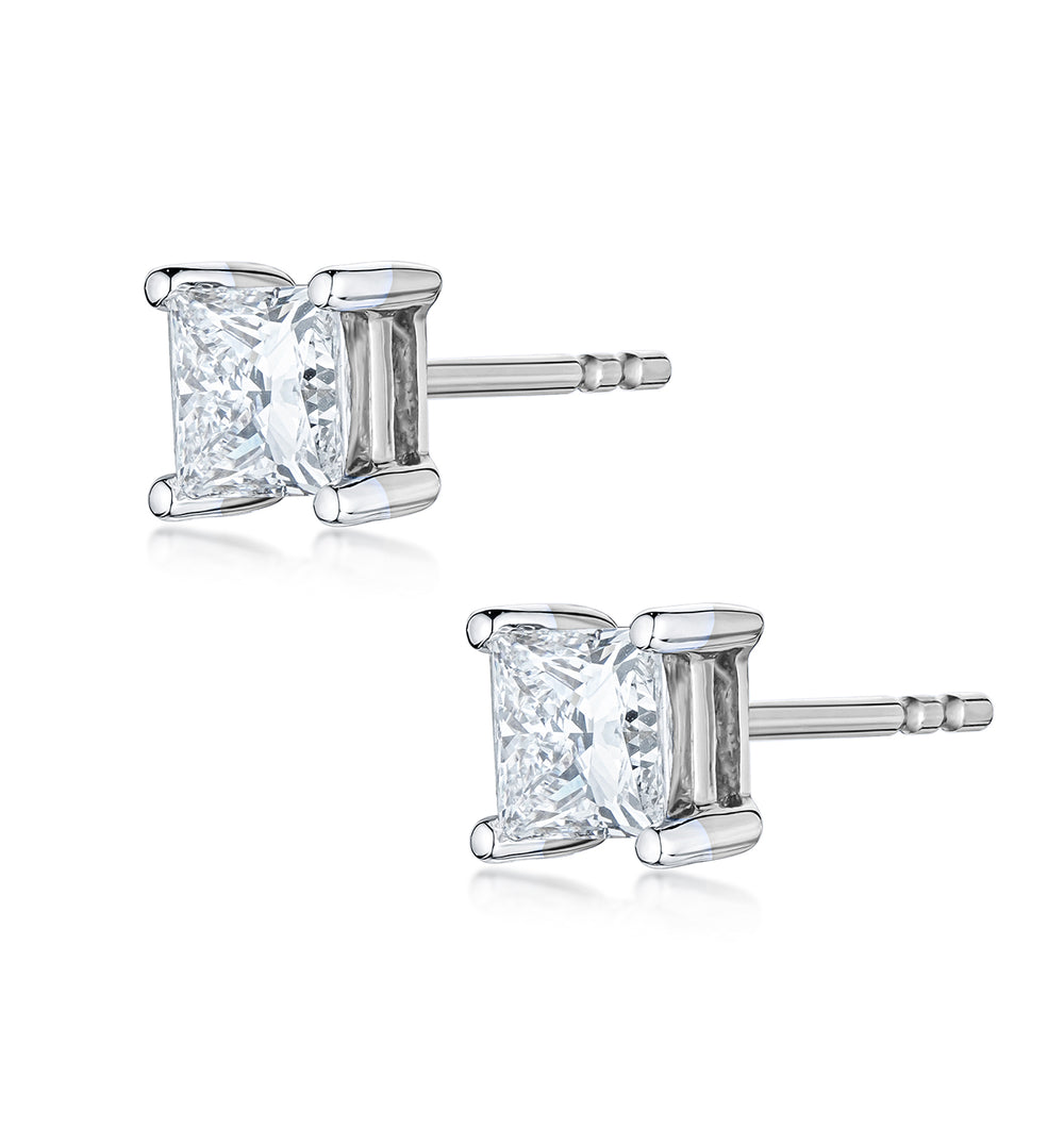 Princess Cut Lab Diamond Stud Earrings 0.50ct in 9K White Gold