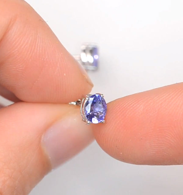 Tanzanite 5 x 4mm (0.70ct) 9K White Gold Earrings