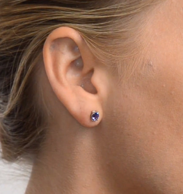 Tanzanite 5 x 4mm (0.70ct) 9K White Gold Earrings