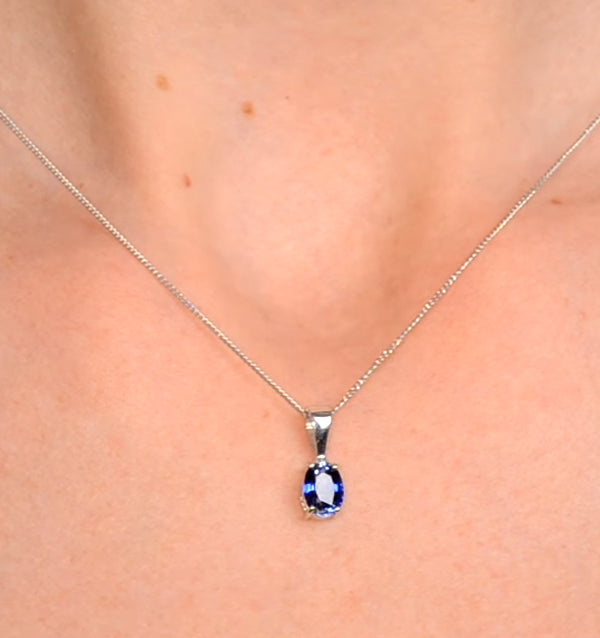 Tanzanite 7 x 5mm 9K White Gold Pendant Necklace