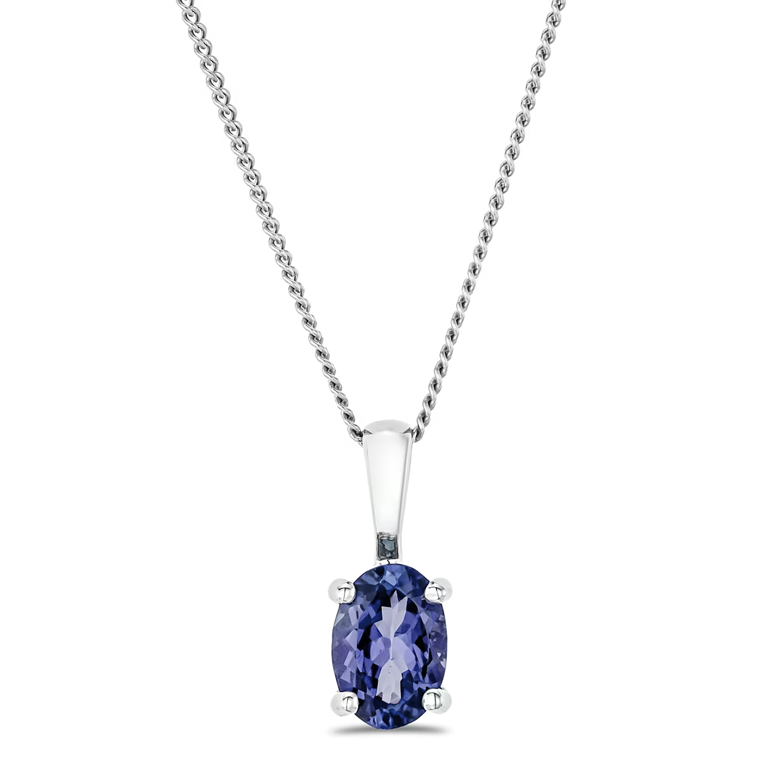 Tanzanite 7 x 5mm 925 Sterling Silver Pendant Necklace