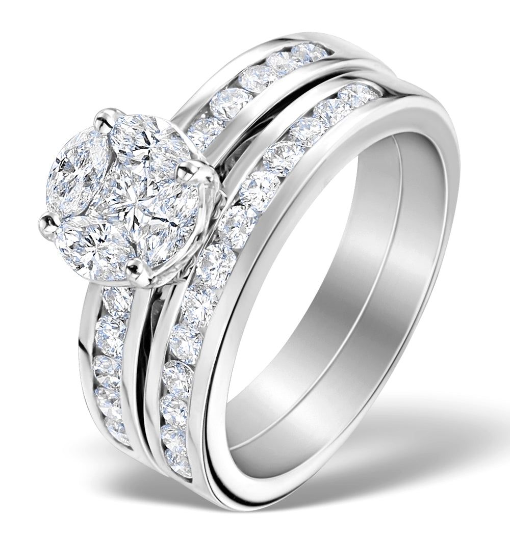 Matching Diamond Engagement and Wedding Ring 1.46ct Platinum