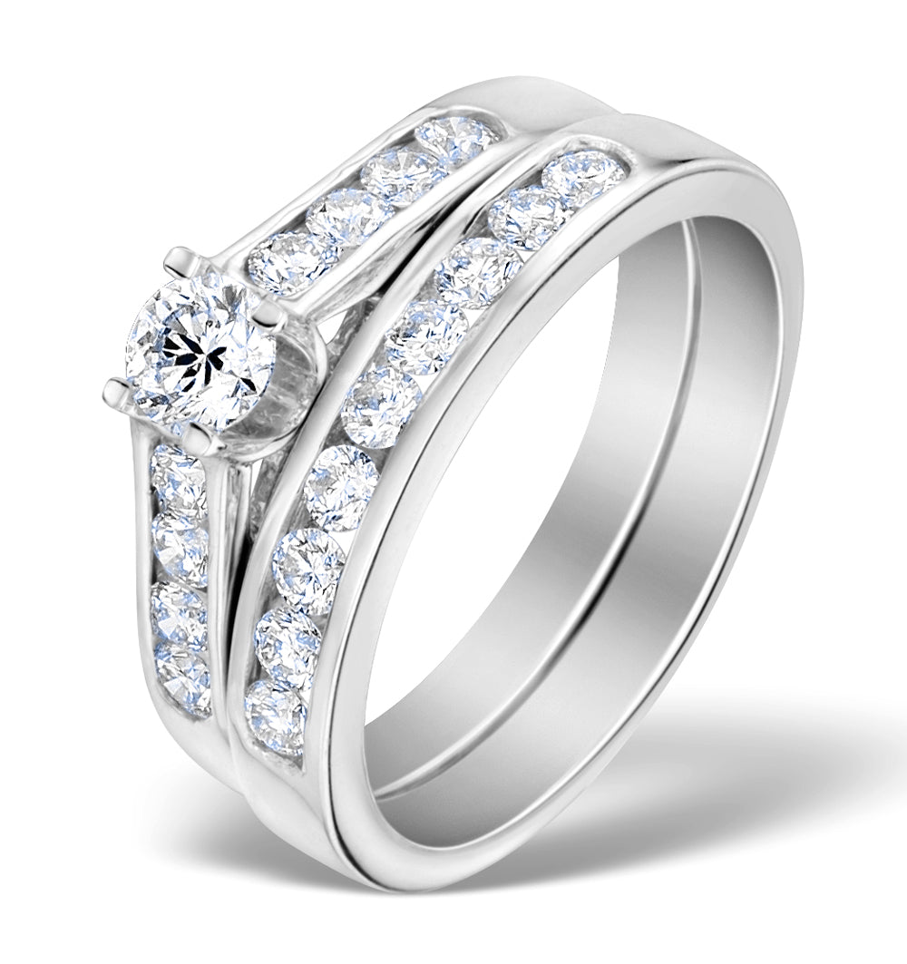 Matching Diamond Engagement and Wedding Ring 0.88ct 18K Gold