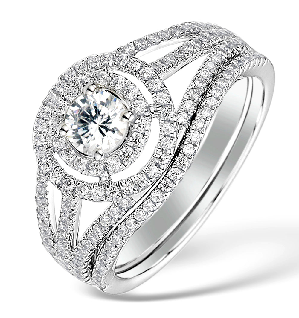 Matching Lab Diamond Engagement and Wedding Ring 1ct VS1 18K White Gold