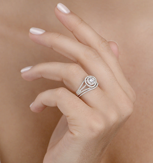 Matching Lab Diamond Engagement and Wedding Ring 1ct VS1 18K White Gold