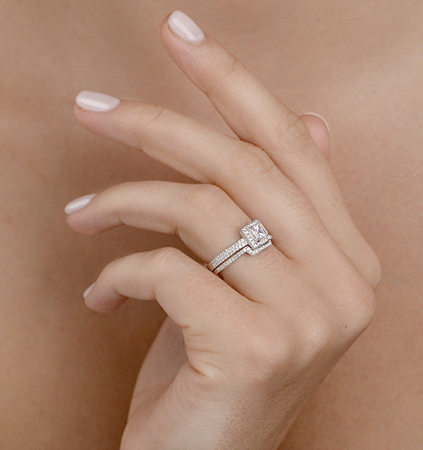 Matching Lab Diamond Engagement and Wedding Ring 1ct VS1 18K White Gold