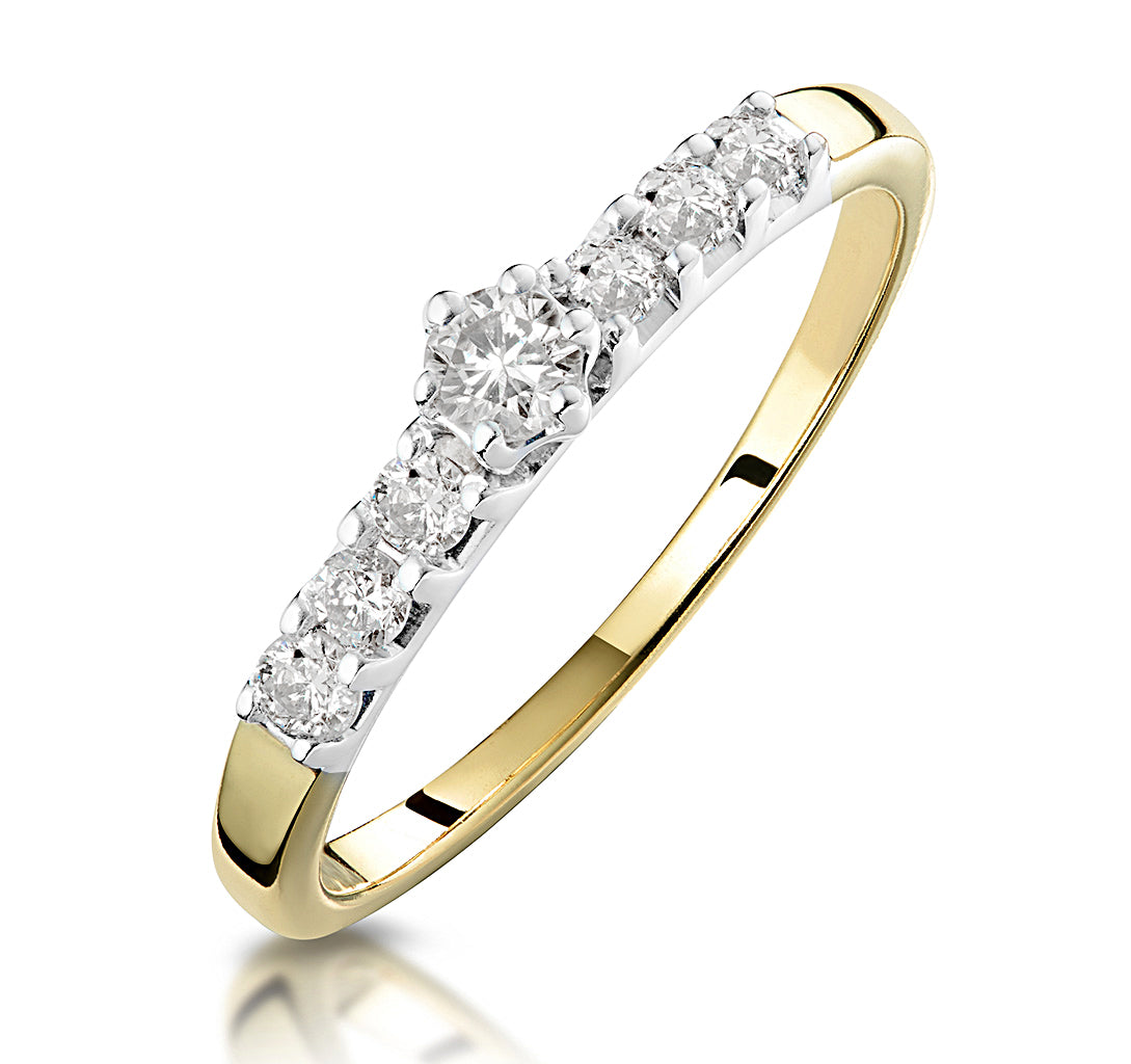 0.33ct Diamond Solitaire Ring with Shoulders in 9K Gold