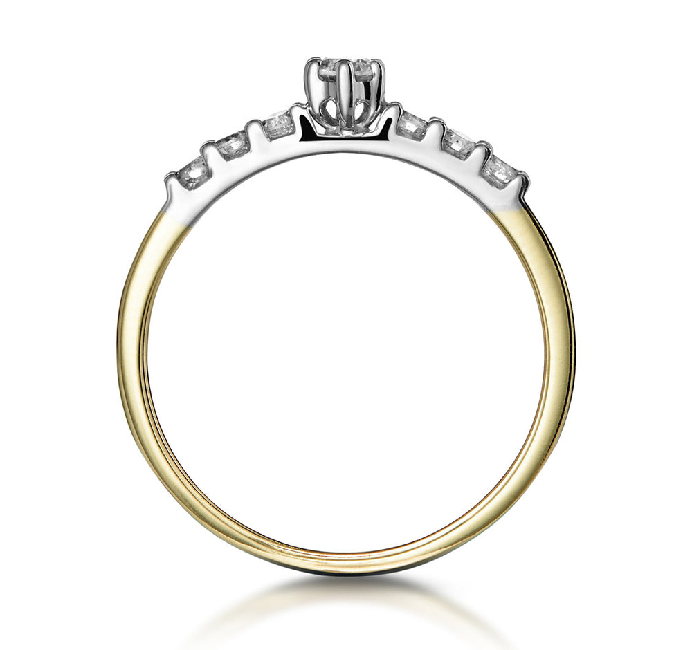 0.33ct Diamond Solitaire Ring with Shoulders in 9K Gold