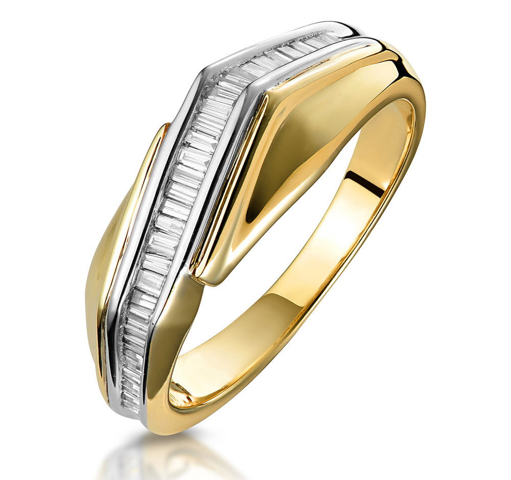 0.25ct Diamond Baguette Twist Ring in 9K Gold - SIZE L