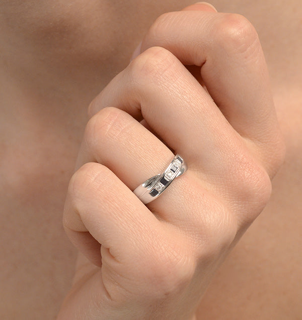 Sapphire 0.45ct And Diamond 9K White Gold Crossover Ring