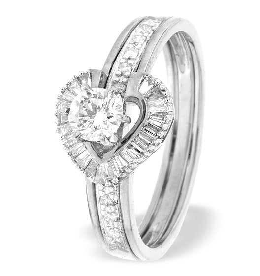 Diamond 0.65ct And 9K White Gold Solitaire Ring with Shoulders - SIZE N
