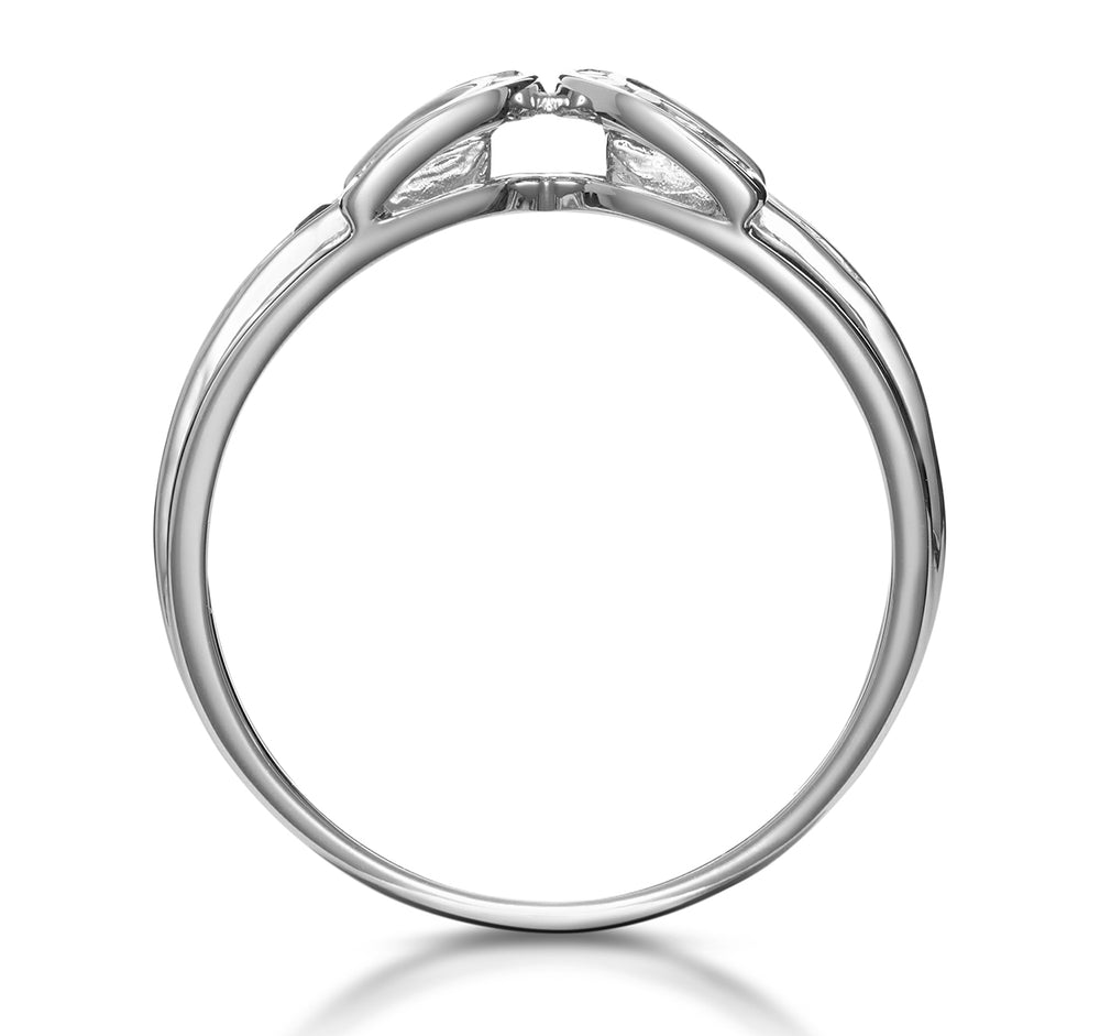 Emerald And 0.12CT Diamond Ring 9K White Gold