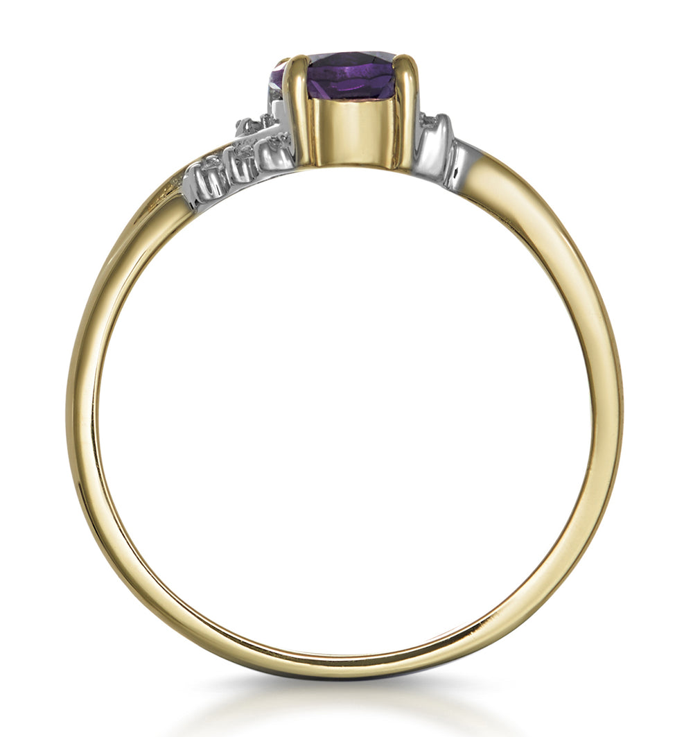 Amethyst 0.68ct And Diamond 9K Gold Ring