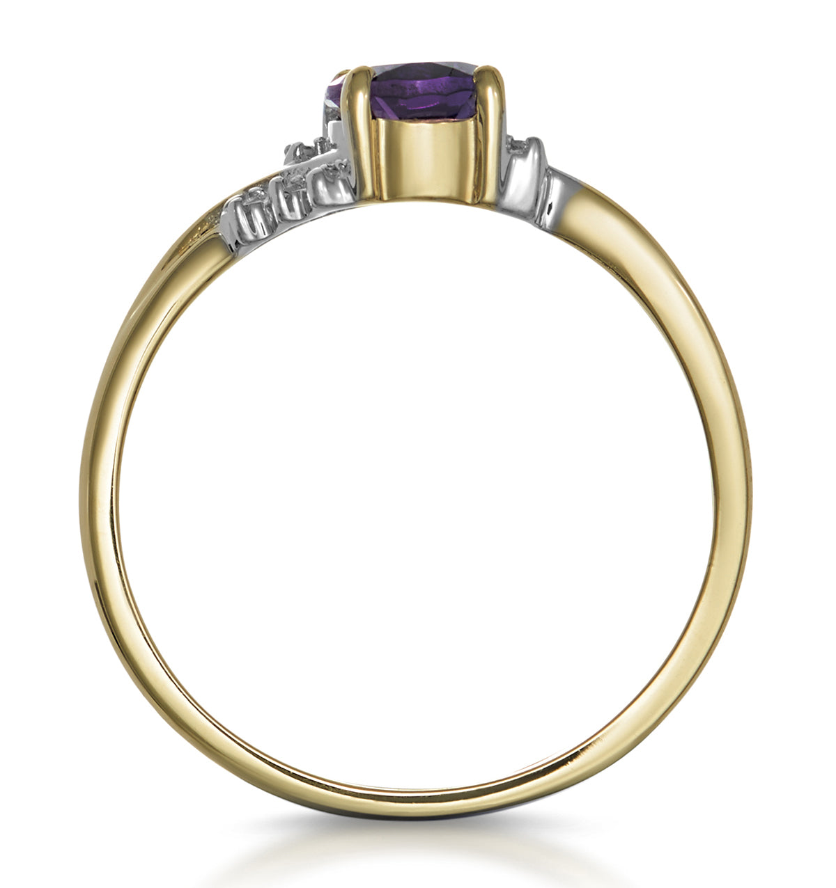 Amethyst 0.68ct And Diamond 9K Gold Ring