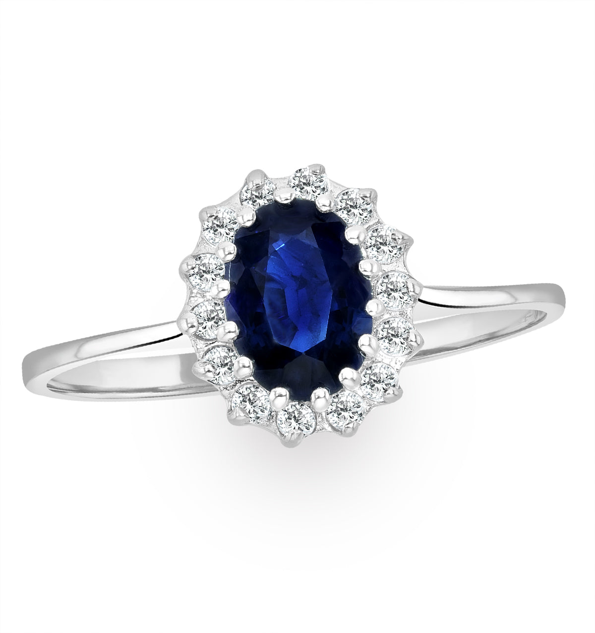 Sapphire 0.95ct And Diamond 9K White Gold Ring
