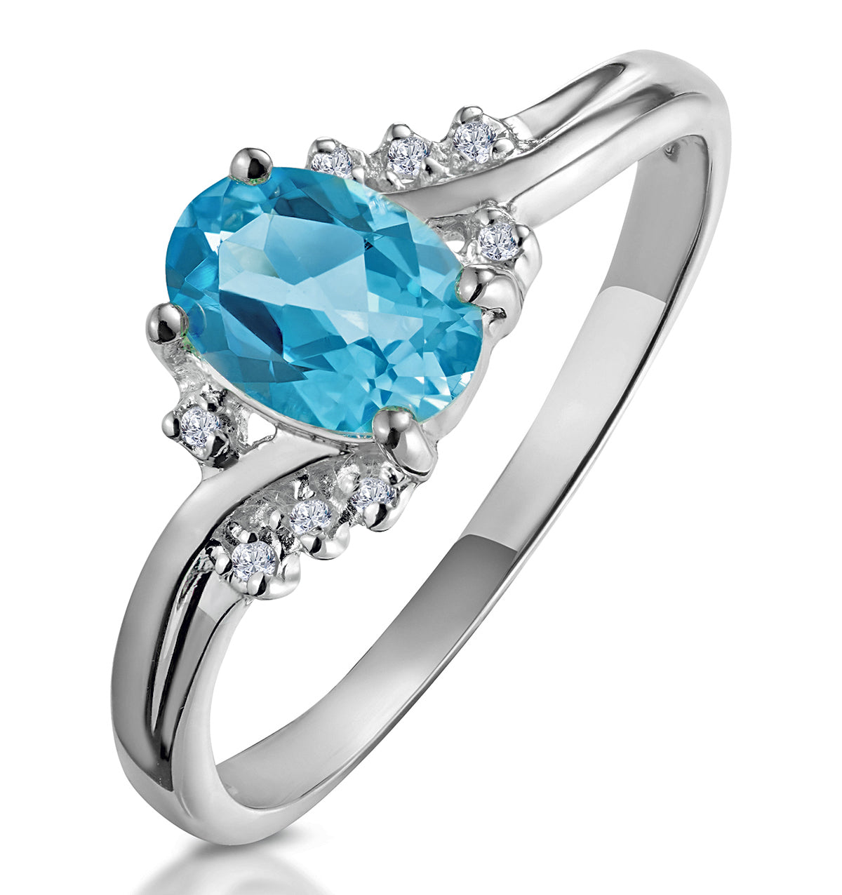 Blue Topaz 0.94CT 9K White Gold Ring