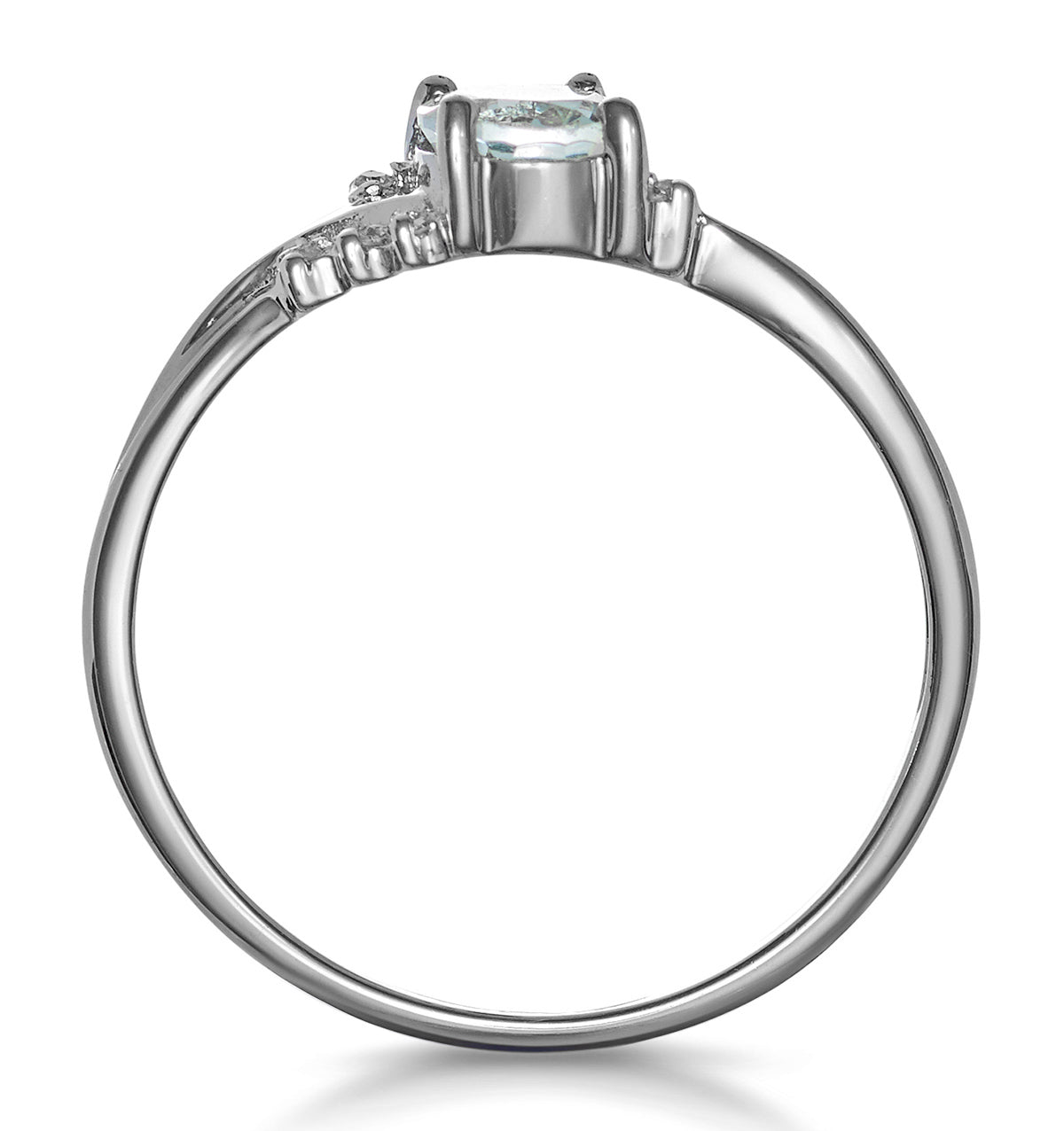 Aquamarine 0.70CT And Diamond 18K White Gold Ring N4442