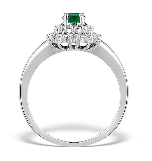 Emerald 0.45ct And Diamond 9K White Gold Ring E5798