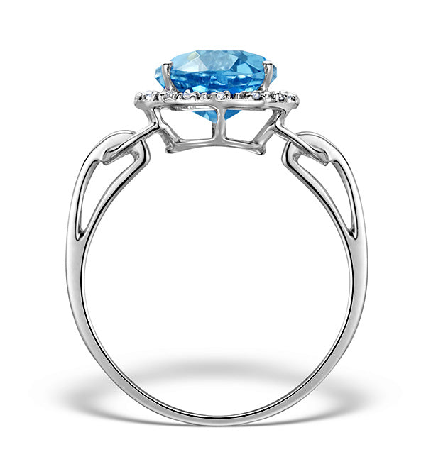 Blue Topaz 3.42ct And Diamond 9K White Gold Ring
