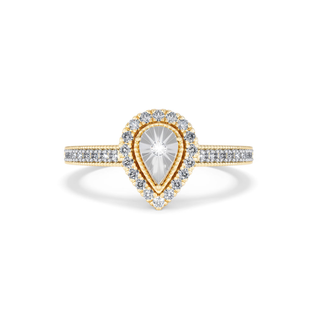 Masami Pear Shaped Pave Lab Diamond Engagement Ring 0.15ct 18K Gold Vermeil