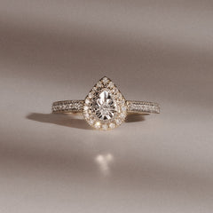 Masami Pear Shaped Pave Diamond Engagement Ring 0.15ct 9K Yellow Gold