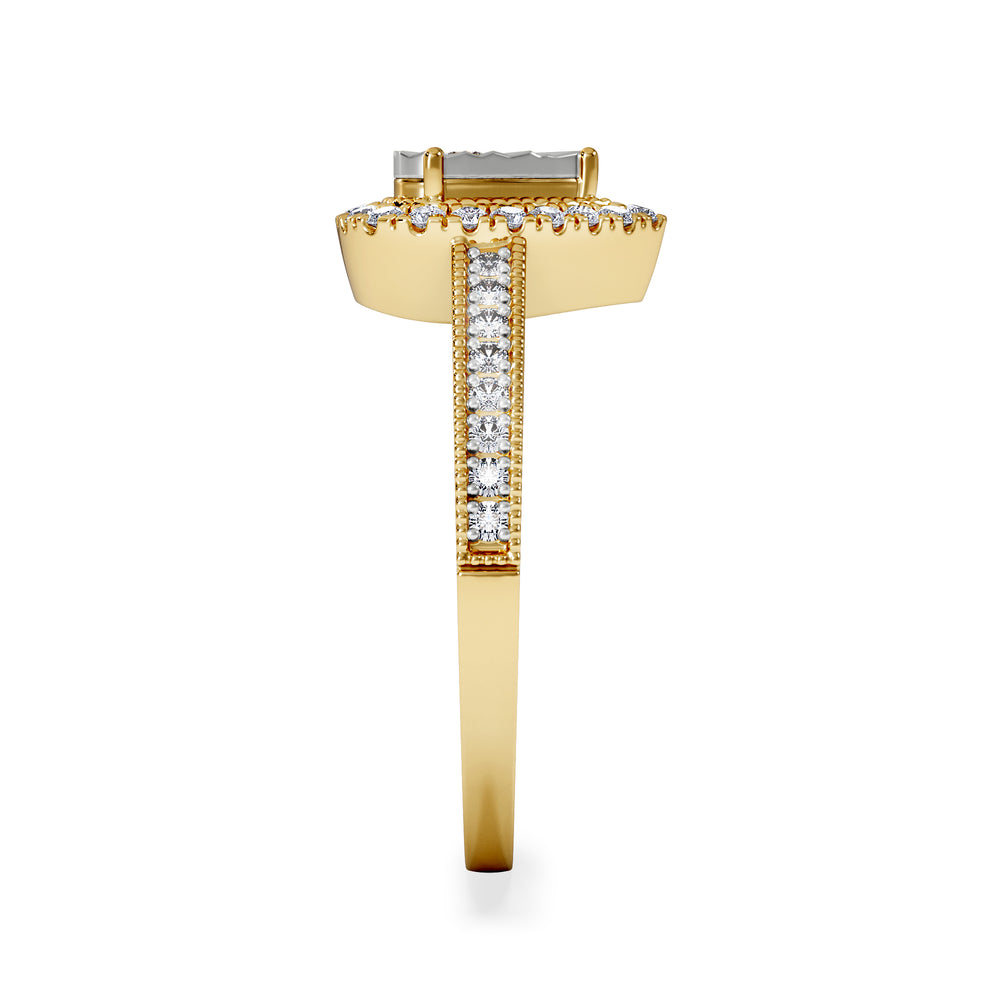 Masami Pear Shaped Pave Diamond Engagement Ring 0.15ct 9K Yellow Gold