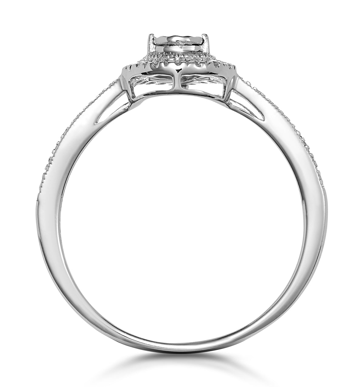 Masami Pear Shaped Pave Diamond Engagement Ring 0.15ct 9K White Gold