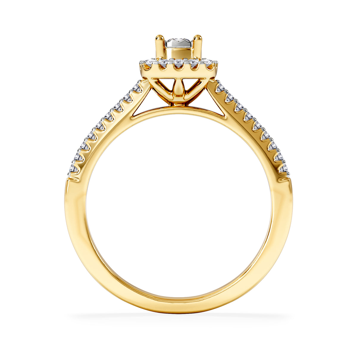 Masami Lab Diamond Halo Engagement Ring 0.25ct Pave Set in 18K Gold Vermeil