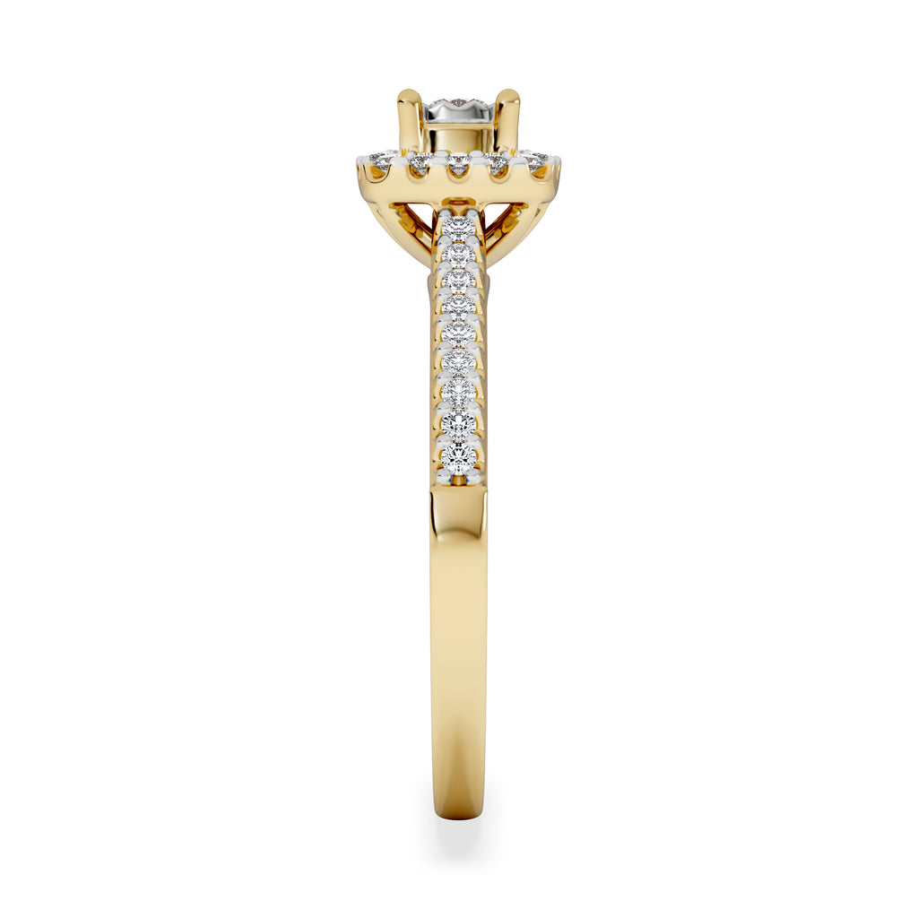 Masami Diamond Halo Engagement Ring 0.25ct Pave Set in 9K Yellow Gold