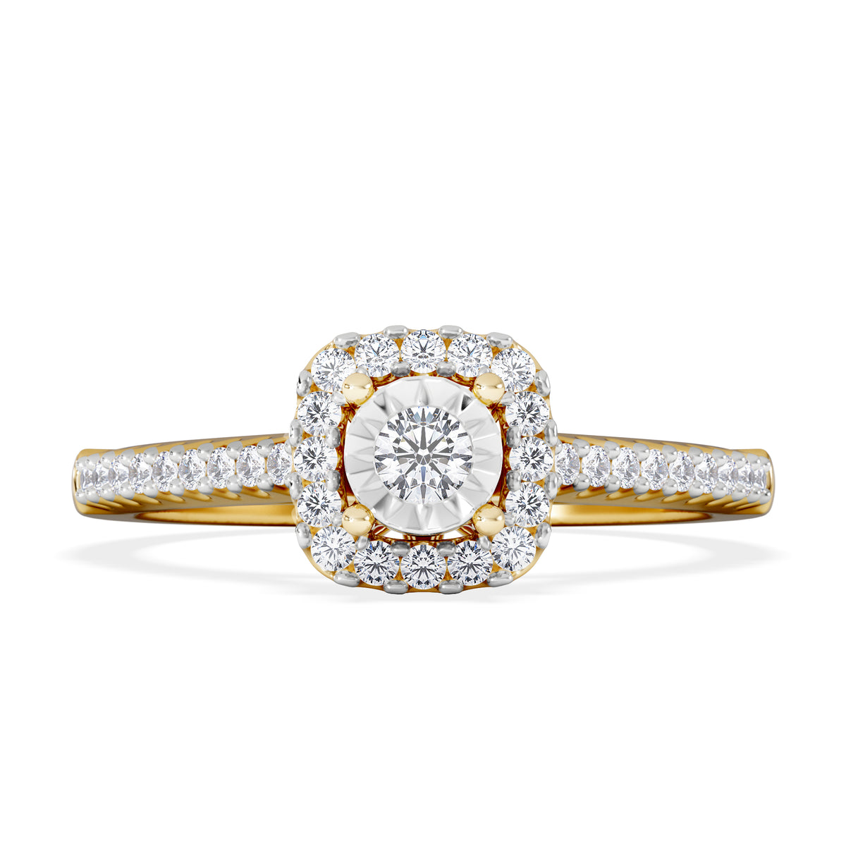 Masami Lab Diamond Halo Engagement Ring 0.25ct Pave Set in 18K Gold Vermeil