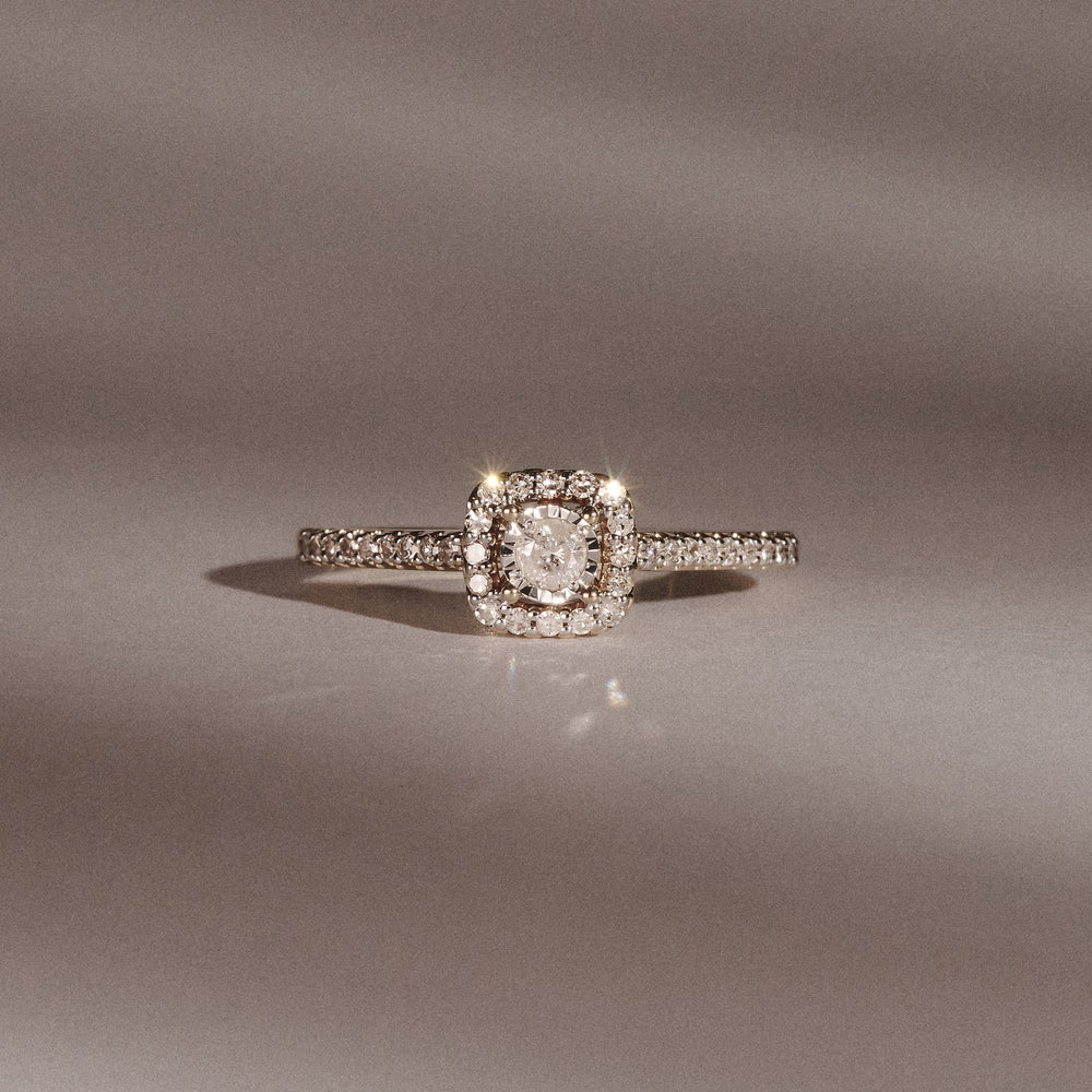 Masami Lab Diamond Halo Engagement Ring 0.25ct Pave Set in 18K Gold Vermeil