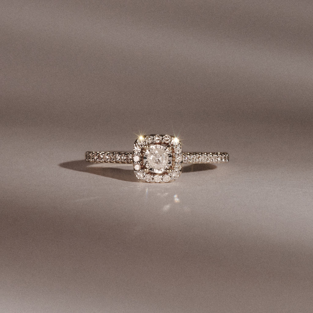 Masami Lab Diamond Halo Engagement Ring 0.25ct Pave Set in 18K Gold Vermeil