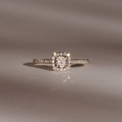 Masami Diamond Halo Engagement Ring 0.25ct Pave Set in 9K Yellow Gold
